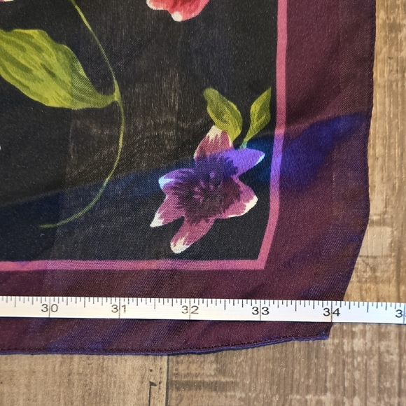 Vintage Kathie Lee Scarf with Purple and Pink Floral Design - Picture 4 of 7